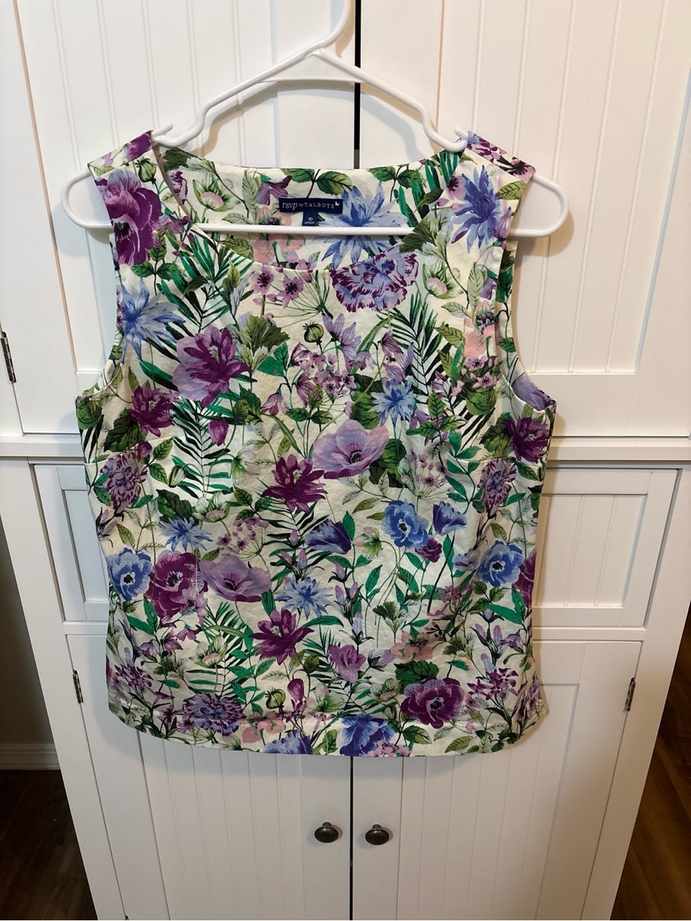 RSVP‎ Talbots Floral Botanical Sleeveless Shell Top Size 10 Feminine Romantic